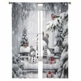 thumbnail image 6 of Grey Christmas Sheer Curtains 63 Inch Length 2 Panels Set, Semi Transparent Voile Rod Pocket Curtains for Living Dining Room Bedroom Drapes Snowman Xmas Tree Snowflake Birds, 6 of 8