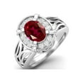 thumbnail image 2 of Mooneye 8x6mm Oval Ruby Glass Field 925 Sterling Silver Filigree Celtic Women Wedding Ring, 2 of 4