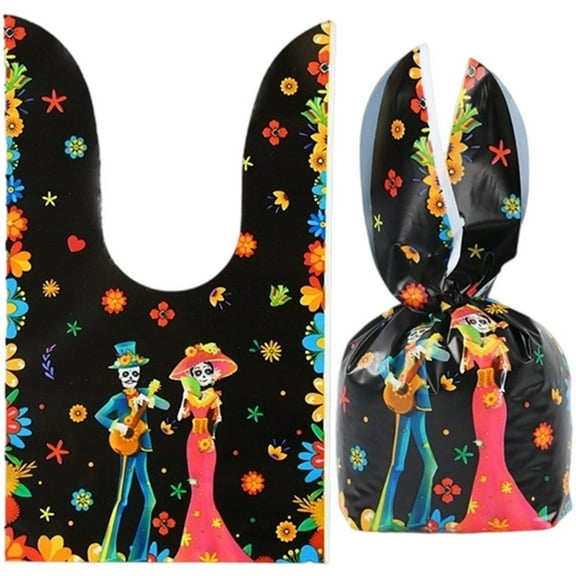 50pcs Mexico Day Of The Dead Sweets Candy Bags Halloween Party Treat Bags for Chocolate Sweets Biscuit Gift - Trick or Treat