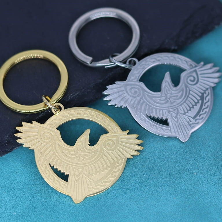 Eagle Crow Animal Raven Keychain Men Viking Amulet Stainless Steel