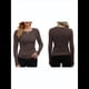 thumbnail image 2 of Camisetas Básicas Ajustadas Informales de Cuello Redondo y Larga Acanaladas para Mujer Marrón M, 2 of 6