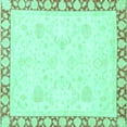 thumbnail image 1 of Ahgly Company Machine Washable Indoor Square Abstract Turquoise Blue Modern Area Rugs, 5' Square, 1 of 4