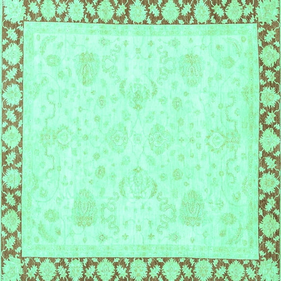 Ahgly Company Indoor Square Abstract Turquoise Blue Modern Area Rugs, 6' Square