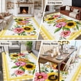 thumbnail image 5 of Large Area Rugs for Living Room Bedroom, Sunflower 8'x10' Rug Washable Carpet Runner Indoor Outdoor, Pink Yellow Floral Elegant Pastoral Checkered Non Slip Floor Mats Rug for Kitchen, Patio, 5 of 8