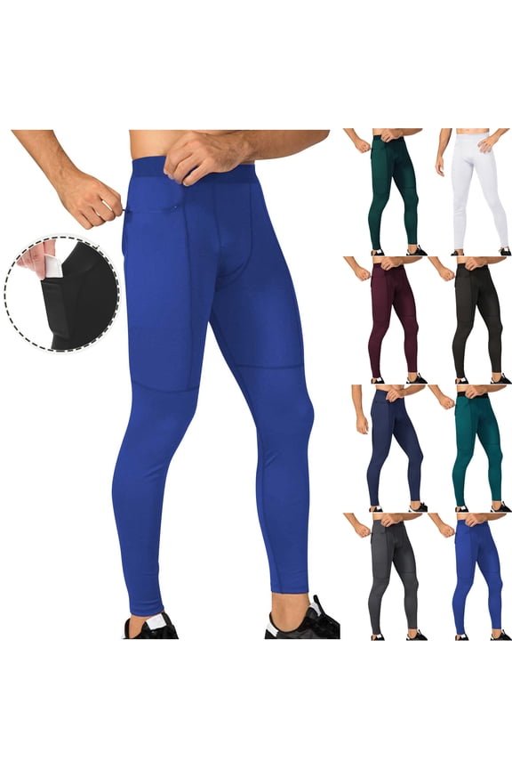 Summer Men's Compression Pants Leggings Sports Tights Lightweight Quick Dry Performance Athletic Workout Running Gym Yoga Trousers Pants Black L
