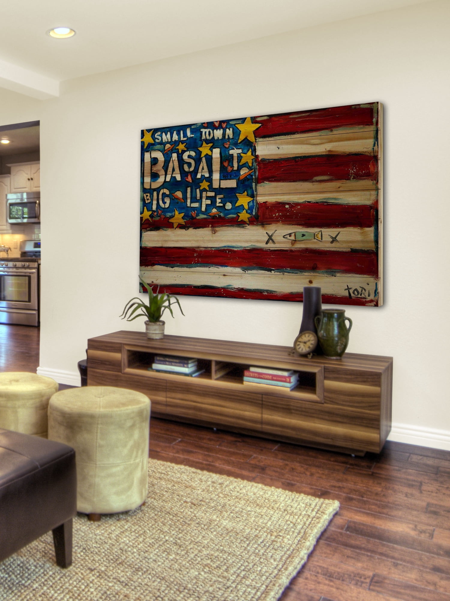Marmont Hill "Basalt Flag" by Tori Campisi Painting Print on Natural Pine Wood