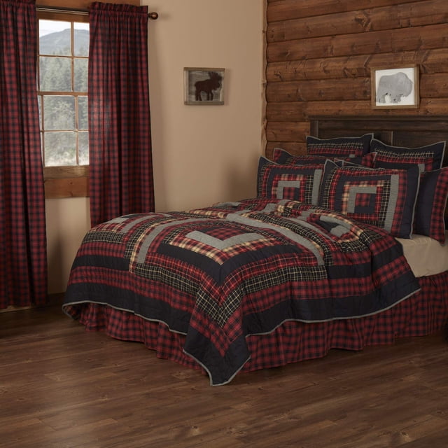 VHC Brands Accessoire de Literie Rouge Cumberland Rustique et Chalet, Courtepointe Simple 68x86