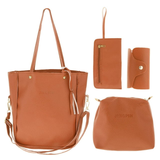 Conjunto de 4 bolsos formales ajustables y ligeros para mujer, tipo cartera Marrón