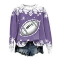 thumbnail image 5 of GEWSEY Womens Football Sweatshirt Sparkly Sequin Rugby Sweatshirts Game Day Pullover Tops Fall Weekend Events Family Outfits (Purple, S), 5 of 6