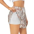 thumbnail image 1 of Balery Autumn Floral Deer Pantalones cortos deportivos para mujer con forro y dos bolsillos, elásticos, para entrenamiento, gimnasio, yoga-Small, 1 of 7
