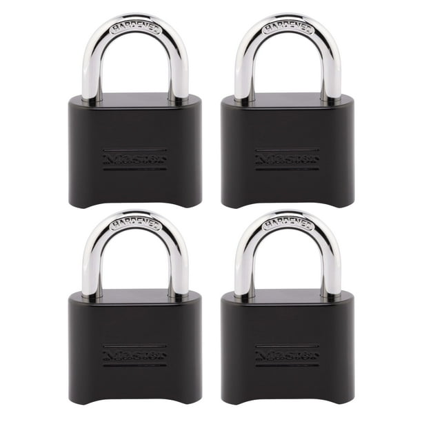 Cerradura de combinación Master Lock 178EC4 negra, paquete de 4