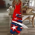 thumbnail image 2 of Cmfcve 4th of July Patriotic Dresses Star-Spangled Printed Bohemian Beach Dresses Sleeveless V-neck Summer Flowy Maxi Dress, 2 of 5