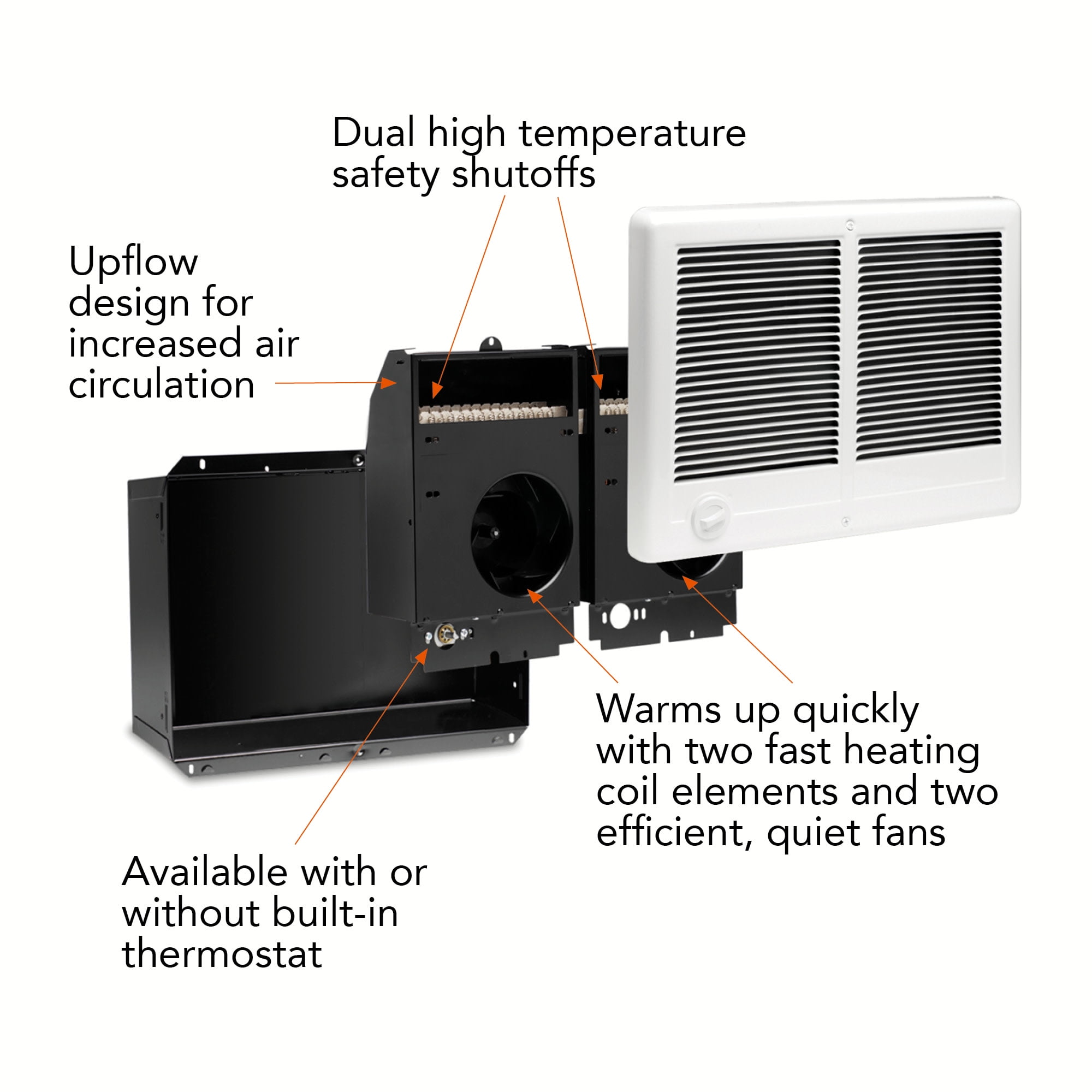 Cadet Cstc402t 13650 BTU 208/240 Volt 4000 Watt Twin Fan-Forced Electric In-Wall  Heater - - Walmart.com