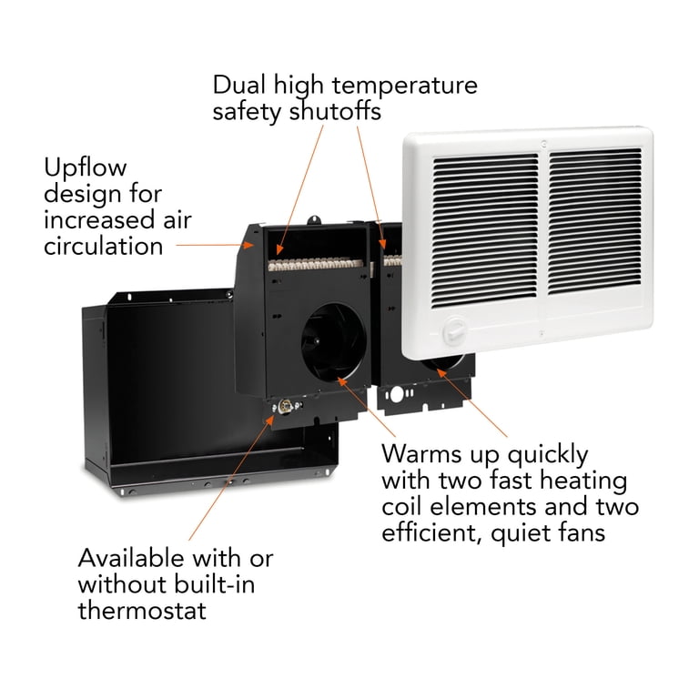 Cadet Cstc402t 13650 BTU 208/240 Volt 4000 Watt Twin Fan-Forced Electric In-Wall  Heater - - Walmart.com
