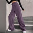 thumbnail image 4 of Womens Ribbed Knit Lounge Pants High Waist Casual Elastic Loose Wide Leg Pants 2025 Winter Comfy Jogger Trousers, 4 of 8
