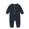 thumbnail image 4 of Newborn Infant Unisex Baby Boy Girl Waffle Knit Button Solid Romper Bodysuit One Piece Jumpsuit Outfits, 4 of 9