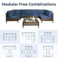 thumbnail image 2 of Grand Patio 7-Piece Wicker Patio Furniture Set, Retro Outdoor Conversation Set Sectional Sofa with Water Resistant Blue Thick Cushions and Coffee Table, Brown, 2 of 7