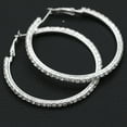 thumbnail image 6 of Jiaroswwei 1 Pair Cirle Earrings Rhinestone Decor Jewelry Alloy Women Big Hoop Earrings for Birthday Pary, 6 of 8