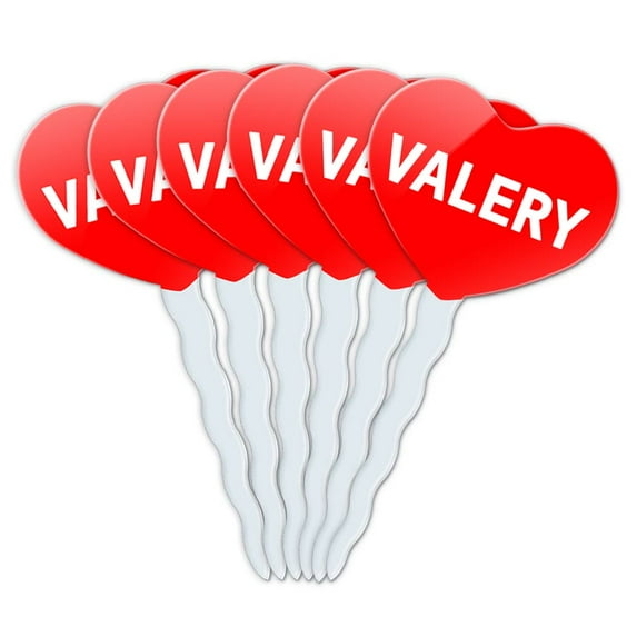 Valery Heart Love Cupcake Picks Toppers - Set of 6