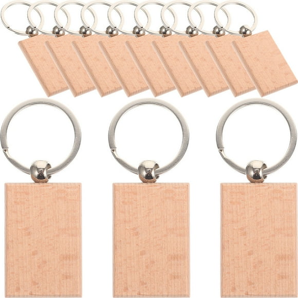 12pcs Unfinished Key Tags Wooden Keychain Blanks DIY Gift Crafting Supplies