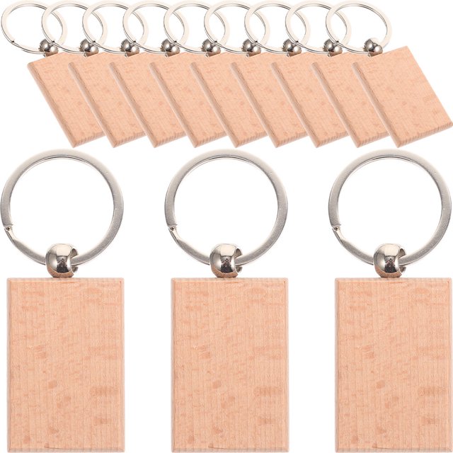 12pcs Unfinished Key Tags Wooden Keychain Blanks DIY Gift Crafting Supplies