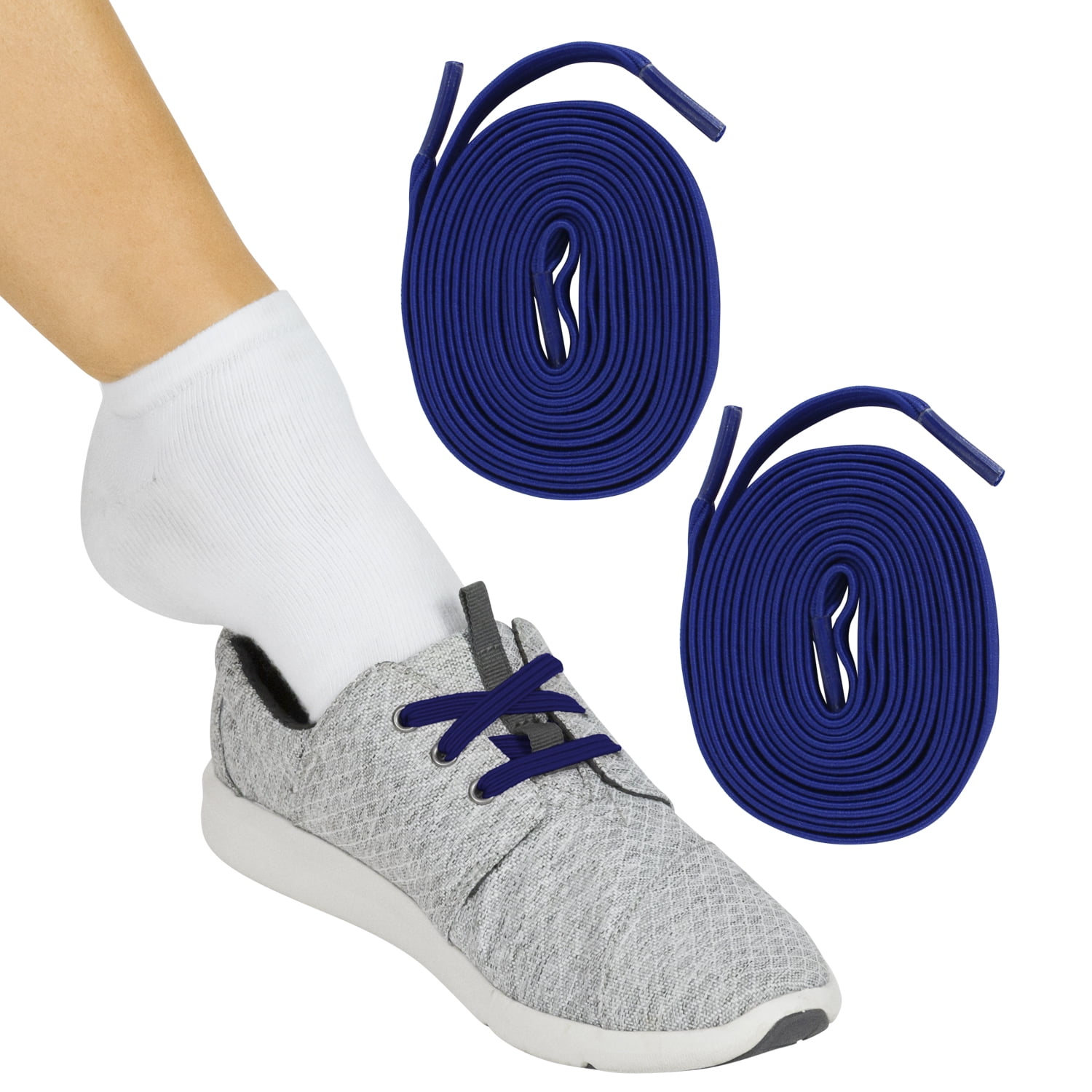 white shoelaces with black tips