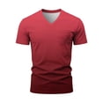 thumbnail image 3 of XIYON Father's Day T Shirts for Men Short Sleeve V Neck Gradient Print Summer Breathable Fashion Tee Top With Pocket For Casual Daily Wear,Red,XXXL, 3 of 8