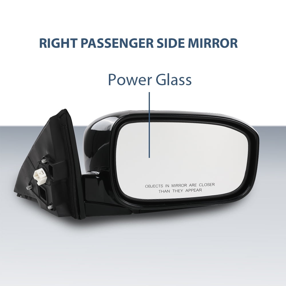 Power Mirror Front Passenger Side Gloss Black Fit for Honda Accord 2003-2007 3-Pin Manual Folding
