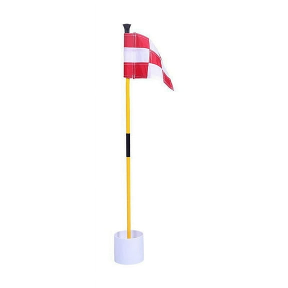 Red and White Golf Green Flag, Colorful Two-Section Checkered Green Target Hole Cup Flagpole, Golf Supplies