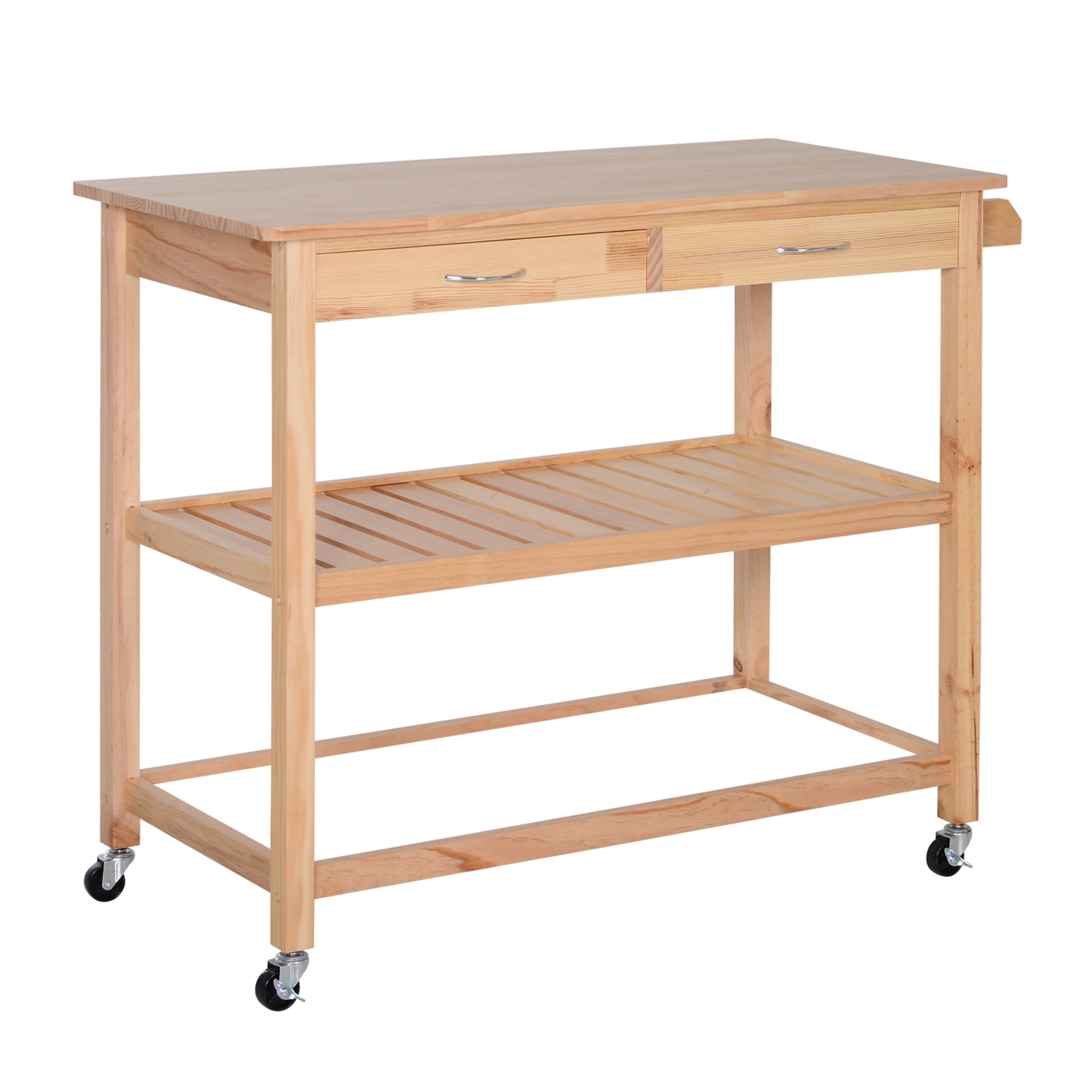 Bamboo SPZC-06 Bathroom SogesPower Storage Kitchen Cart Serving Bar Cart Utility Trolley Organizer Rack with 3 Shelves for Living Room