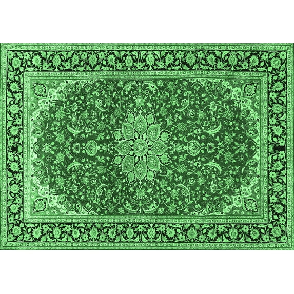 Ahgly Company Indoor Rectangle Medallion Emerald Green Traditional Area Rugs, 2' x 4'