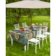thumbnail image 4 of Hokiten Outdoor Tablecloths with Umbrella Hole & Zipper, Yellow Sunflower Rectangle Tablecloth 60x120 Inch, Butterfly Leaves Teal Striped Retro Waterproof Table Cloth, Patio/Pool/Picnic Table Covers, 4 of 7