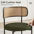 thumbnail image 5 of Xukmct 2 Pack Rattan Back Side Chair with Metal Legs, Upholstered Dining Chair for Dining Room, Living Room, Green, 5 of 10