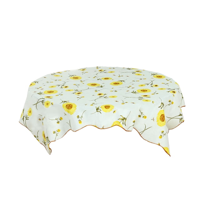 Mantel Vinilo para Mesas Cuadradas uxcell Impreso Floral Boda Decoración Fiesta Sin Fisuras Mancha Aceite Resistente Blanco amarillo negro 53 x 53