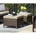 thumbnail image 2 of PARKWELL 2PCS Patio Rattan Ottoman Outdoor Foot Rest with Gray Cushion in Brown Wicker, 2 of 7