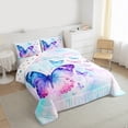 thumbnail image 4 of Manfei Princess Butterfly Queen Comforter Set for Teen, Blue Purple Watercolor Bedding Sets, Cartoon Kawaii Animal Reversible Bedding Comforter Set, Breathable Home Decor, 3 Pieces, 4 of 9