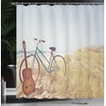 thumbnail image 3 of Ambesonne Blue Shower Curtain, Old Vintage Guitar Beach, 69"Wx84"L, Blue, 3 of 4