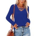 thumbnail image 4 of aidice Womens T Shirts for Casual Round Neck Long Sleeve Tops Fitting Comfy Solid Color Tee Shirts, 4 of 9