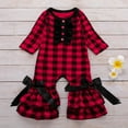 thumbnail image 2 of Kiplyki Kids Pants Cute Newborn Christmas Clothes Girls Ruffle Romper Red Plaid Long Sleeve Bow Flared Jumpsuit Girl Set, 2 of 6