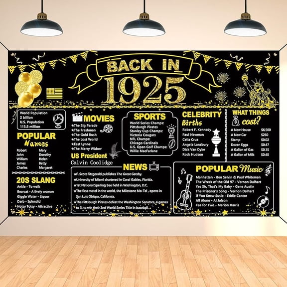 Birthday Black Gold Party Decoration, Back in Banner Year Old Birthday Party Poster Supplies, 5x3ft Large Vintage Backdrop Photography Background for Men and Women