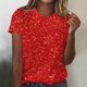 thumbnail image 2 of Tops de Algodón para Mujeres Impreso Cuello Redondo Mangas Cortas Casual, Camiseta para el Hogar Y el Uso Diario, 2 of 4