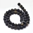 thumbnail image 2 of Frosted Natural Golden Sheen Obsidian Round Bead Strands 8mm Hole: 1mm about 47pcs/strand 15 inch, 2 of 2
