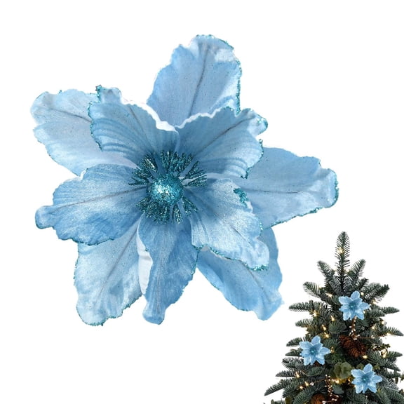 Clearance Christmas Artificial Flower, Glitter Petal Ornament for Tree Wreath Table Display BL