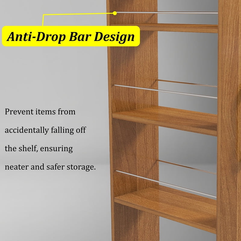 71''H 7-Tier Pull-Out Storage Shelf Cabinet with Wheels, Kitchen Rolling Storage Rack Cart for Narrow Spaces