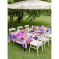 thumbnail image 4 of Outdoor Tablecloth with Umbrella Hole for Patio/Picnic/Party/Camping, Farmhouse Flowers Waterproof Table Cloth Rectangle Table Cover Washable, Spring Watercolor Purple Pink Floral (60"x 102"), 4 of 8