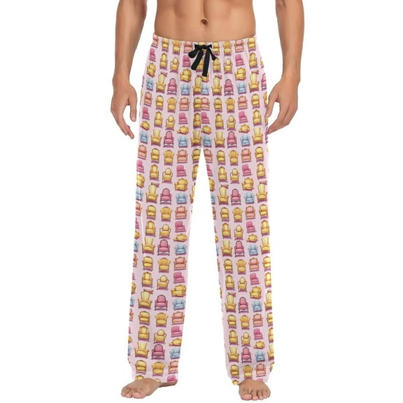 Cartoon Sofa Mens Pajama Pant Sleep and Lounge Bottons with Pockets