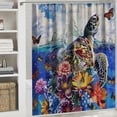thumbnail image 6 of Orinice  Ocean Beach Sea Turtle Shower Curtain Nautical Floral Flower Turtle Shower Curtain Waterproof Fabric Turtle Bathroom Decor Curtain with Hooks  60x72, 6 of 7