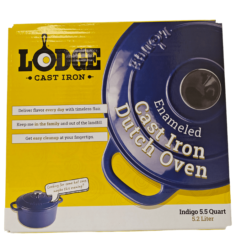 Lodge 5.5 Quart Enameled Cast Iron Dutch Oven, Indigo –