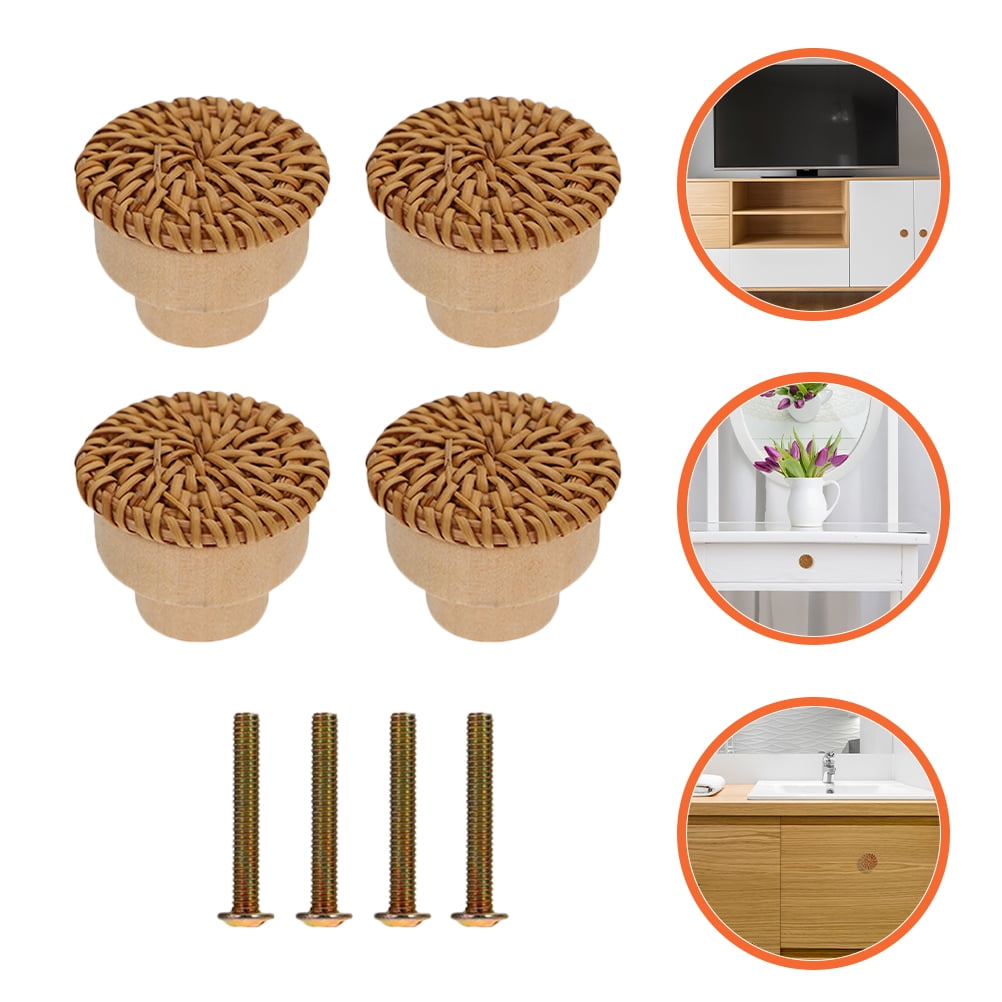 3 Count Cabinet Door Handles Bamboo Small Dresser Knobs Round