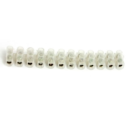 - Double Row 12 Position Barrier Block Terminal Strip Clear White 20A
